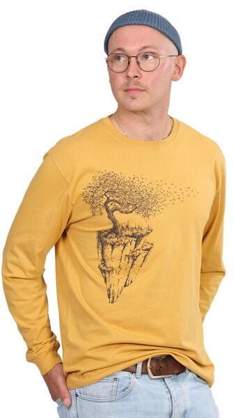 Life-Tree Longsleeve aus Biobaumwolle Fairwear für Herren "Maple Island" in Faded Yellow