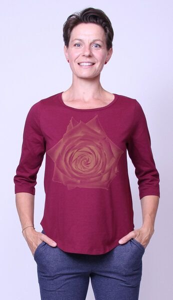 Peaces.bio - handbedruckte Biomode Bio-Damen-3/4 Arm Shirt Rose