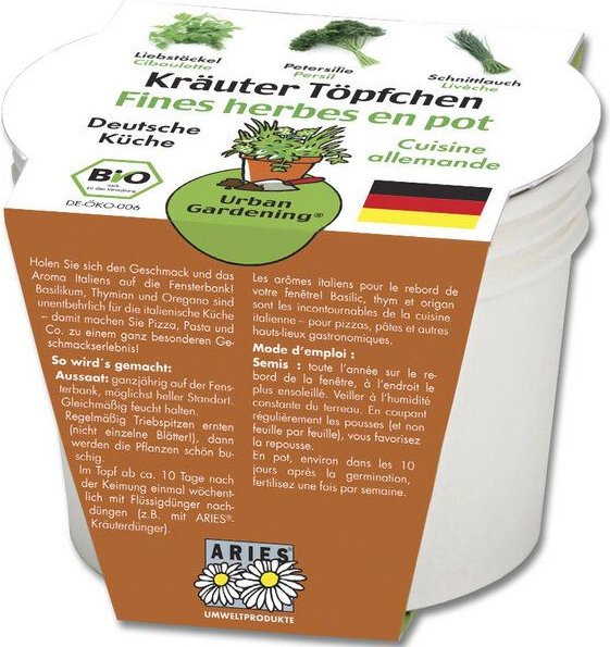 ARIES Urban Gardening Kräutertöpfe – Deutsche Küche