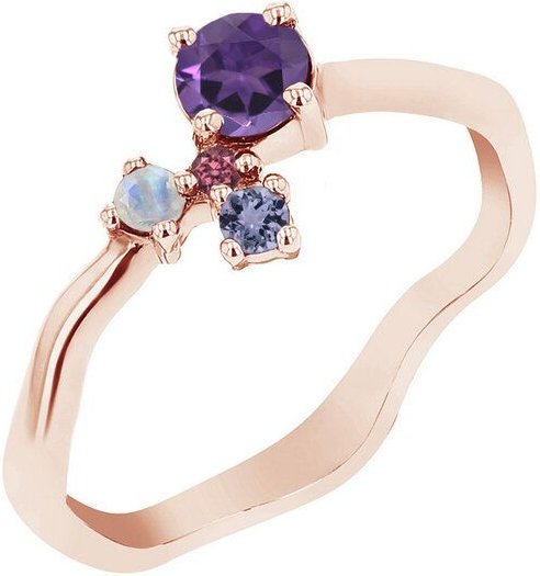Thumbnail - Eppi Lila Cluster Ring mit Amethyst und Edelsteinen Roche