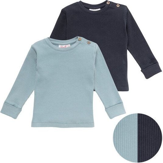 People Wear Organic Langarmshirt, 2er Pack, uni blau und dunkelblau, Bio-Baumwolle