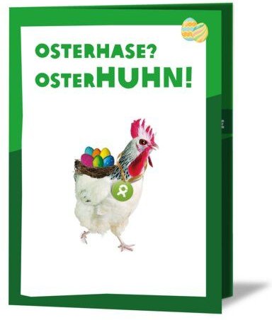 OxfamUnverpackt Spenden-Geschenk "Huhn" (Osterkarte mit Magnet)
