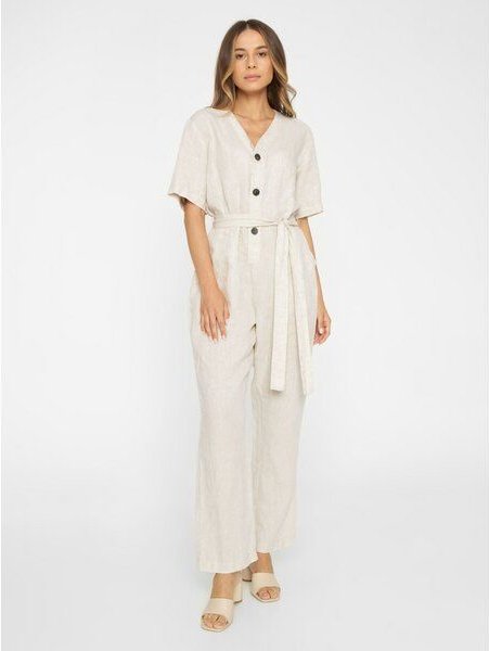 Thumbnail - KnowledgeCotton Apparel Jumpsuit mit V-Ausschnitt aus Bio-Leinen