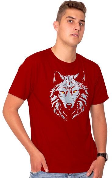 HANDGEDRUCKT "Wolf" Männer T-Shirt