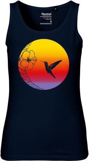 HANDGEDRUCKT Frauen Tank Top "Kolibri" aus 100% Bio Baumwolle (kbA)