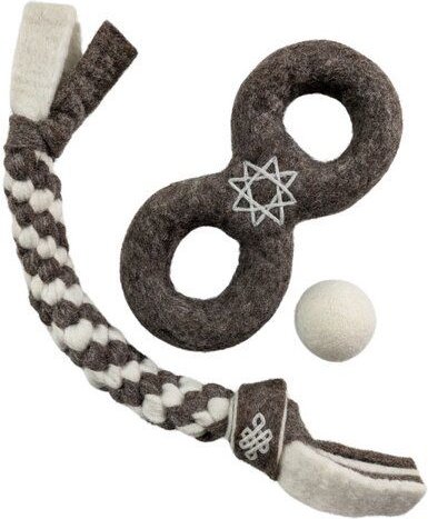 Wooliie Hunde-Spielset aus 100 % naturbelassener Schurwolle – handgefertigt & schadstofffrei (3er-Bundle) - Braided Rope...
