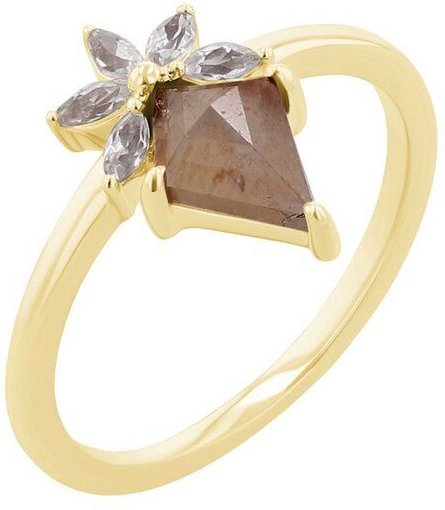 Eppi Ring mit einem Salt and Pepper Diamanten und weißen Moissaniten Leony