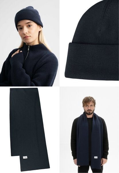 MELA Bundle Feinstrick Mütze HIMMAT + Jacquard Schal ASMEE