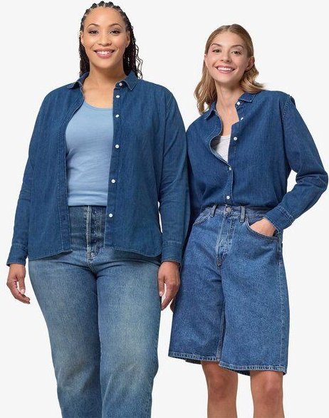 YTWOO Damen-Jeansbluse aus Bio-Baumwolle