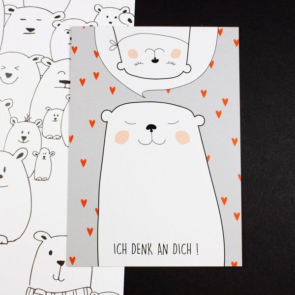 Bow & Hummingbird Postkarte "Ich denk an Dich!"