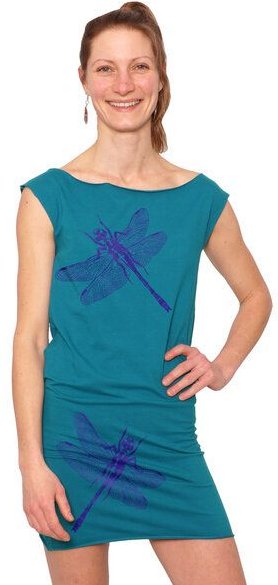 HANDGEDRUCKT "3Azurjungfern" Bio-Kleidchen