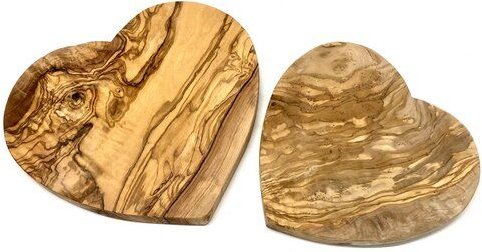 Olivenholz erleben Frühstücksbrett in Herzform aus Olivenholz