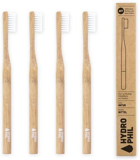 HYDROPHIL Zahnbürste aus Bambus | mittelweich | natur