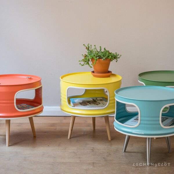 Lockengelöt Little Betty - Deckel ohne Ausguss - Nachttisch l Couchtisch aus kleinem Ölfass