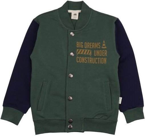 Kinder Bomberjacke GOTS-zertifiziert aus Bio-Baumwolle grün-blau „Crazy Machines“ – Walkiddy