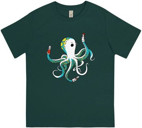 Spangeltangel Kinder-T-Shirt "Oktopus", bedruckt, Biobaumwolle