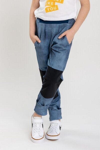 Babbily Bequeme Schlupfhose im Jeans-Look mit verstärkten Knien