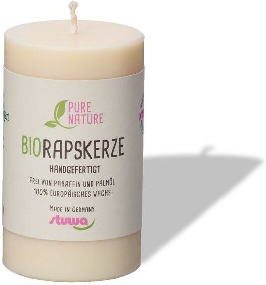Stuwa Vegane Kerze aus Rapswachs 80 mm, Ø 50 mm - 5 versch. Farben
