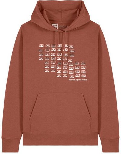 ilovemixtapes Unisex Hoodie „Mixtapes Against Fascism“ – Bio-Baumwolle, Fair Wear, Schwarz & Heritage Brown