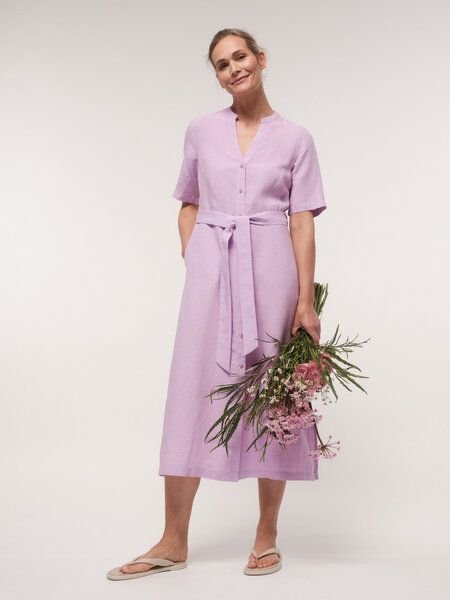 LANIUS Midi-Kurzarmkleid aus Bio-Leinen