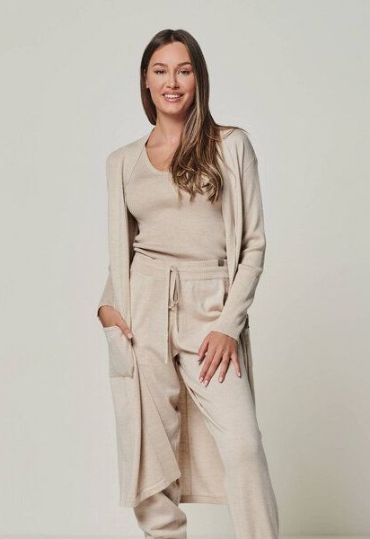 YOU LOOK PERFECT 100% Merino langer Cardigan mit Taschen "Blossom"