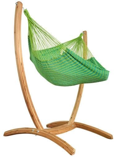 MacaMex Hängesessel SET – Uve Holzständer mit Vela Netzhängesessel