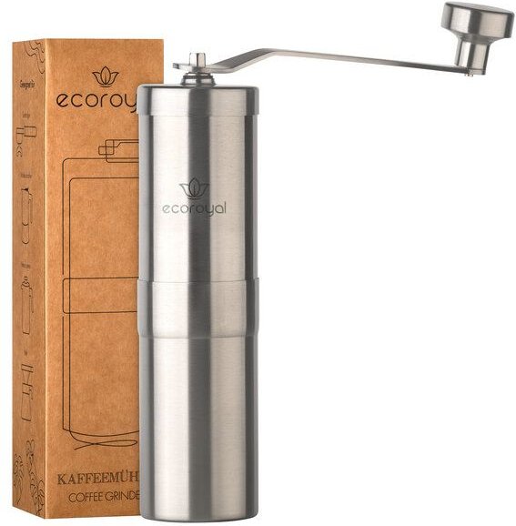 Ecoroyal Kaffeemühle manuell mit Kegelmahlwerk I Präzise Mahlgradeinstellung stufenlos I für Espresso bis French Press