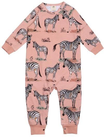 Walkiddy Zebra Family - Nachhaltiger Rosa Langarm-Strampler, Allergikerfreundlich – GOTS zertifiziert