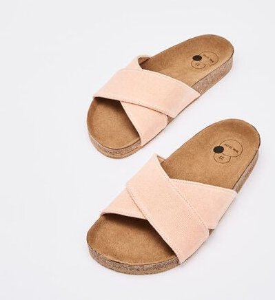 NINE TO FIVE #clota - bequeme Pantolette aus recyceltem Canvas mit Naturlatex-Fussbett und Kork