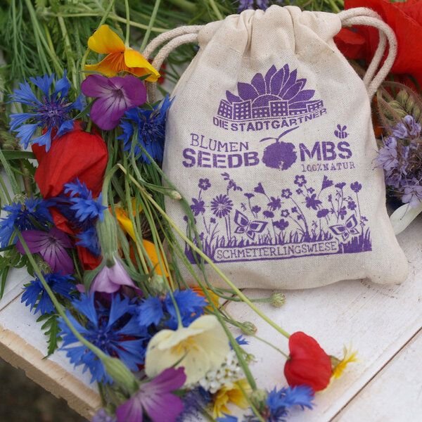 Die Stadtgärtner 8 Seedbombs "Schmetterlingswiese" im Mini-Jutebeutel