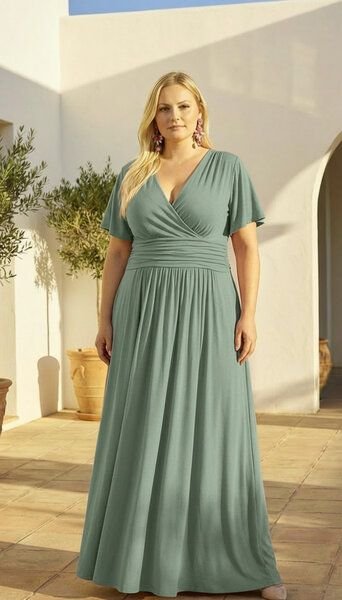 Ingoria PANDORA Maxikleid mit Schmetterlingsärmel Curvy ab Größe XXL (Uni)