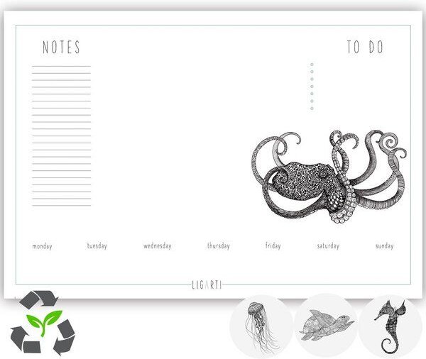 Schreibtischunterlage »Meerestiere« von LIGARTI | wechselnde Motive | aus Recyclingpapier