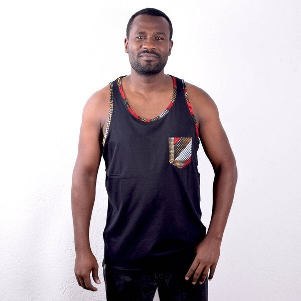 Africulture Tanktop mit Brusttasche aus Westafrikanischem Kitengestoff