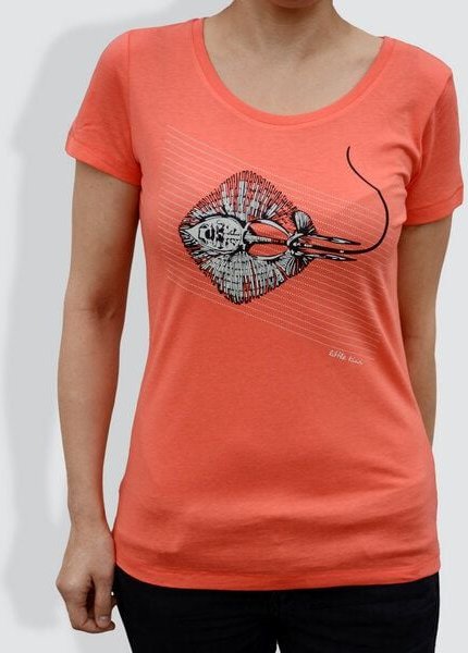 little kiwi Damen T-Shirt, "Rochen", Hot Coral