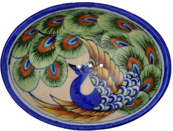 TRANQUILLO Blue Pottery Seifenschale von Hand geformt und bemalt