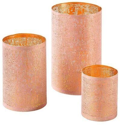 Mitienda Shop Windlicht mit Netzstruktur, rosa-gold