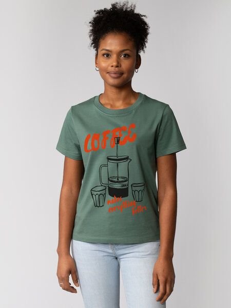 watapparel T-Shirt Frauen Coffee makes everything better