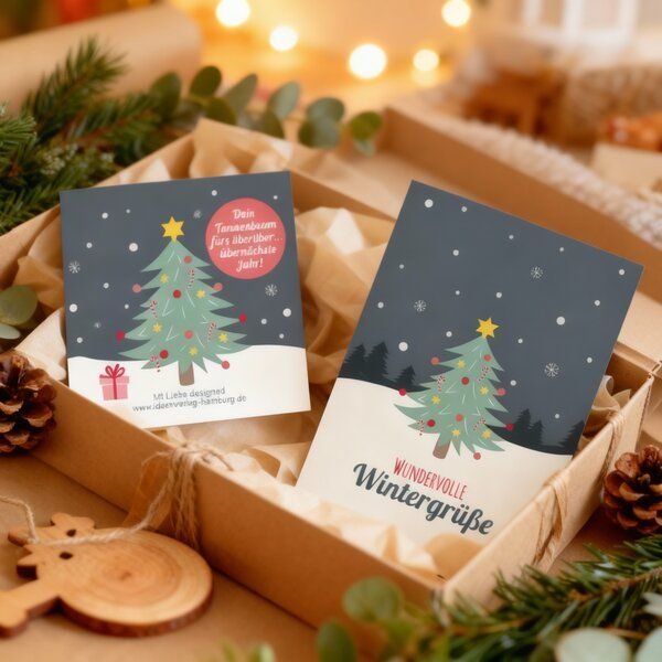 Ideenverlag Hamburg 6x Saatsterne „Tannenbaum“ mit Grußkarte | Dein Tannenbaum fürs überüberübernächste Jahr – nachhalti...