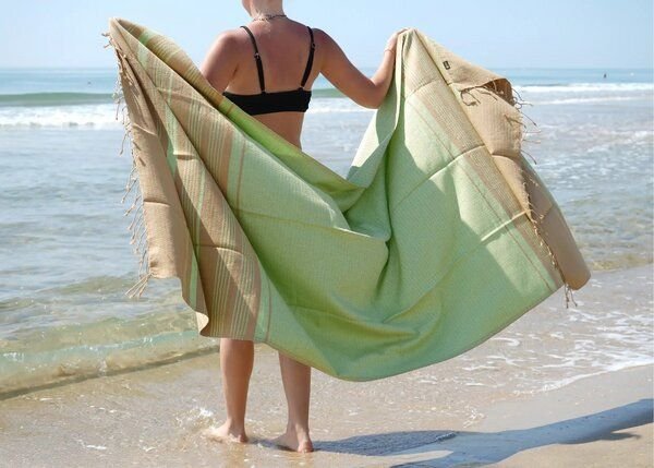 Karawan authentic Hamamtuch Fouta "sand" aus Biobaumwolle, 100 × 200 cm