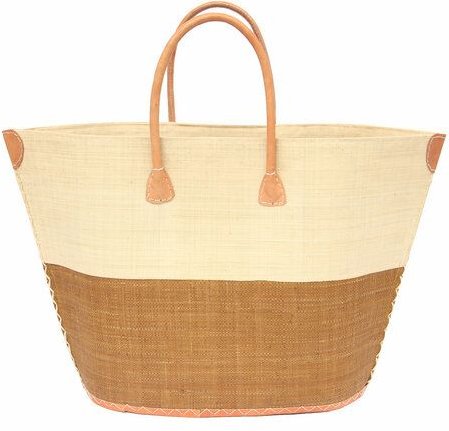 frosch und rabe Strandtasche BATO KLEIN Bicolor mit Leder Griffen (Maße: 48/39 x 31 x 19 cm)