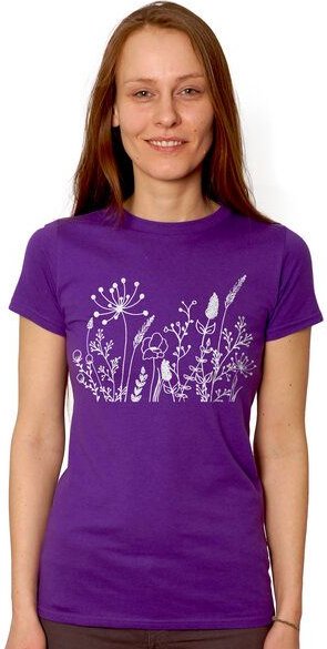 HANDGEDRUCKT "Wilde Wiese" Frauen-T-SHIRT von Earth Positiv Biobaumwolle