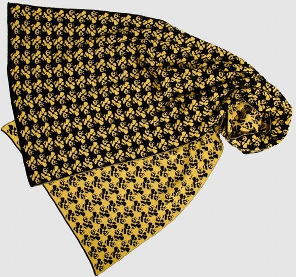 LANARTO slow fashion Schal Muster 'Biene' zweifarbig gestrickt aus mulesingfreier Merinowolle