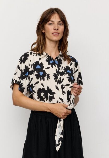 Damen Bluse aus Leinen und LENZING ECOVERO Viskose Mix - OCRA BLOOM - recolution