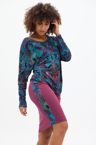 Rock Loba – Figurbetonter Schnitt bis zum Knie – Tasche an einer Seite – Breiter Bund – Einsätze aus einem Originalmuste...