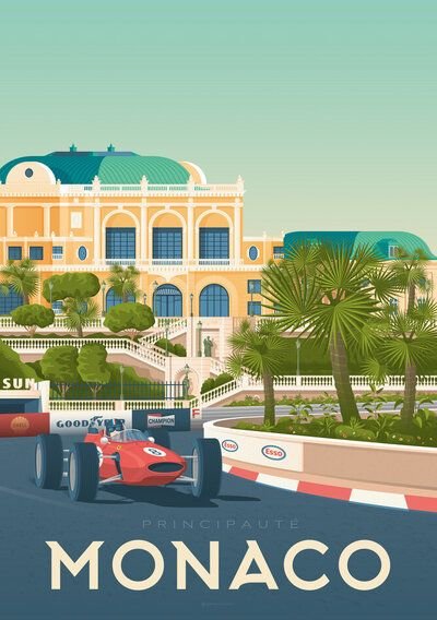 Photocircle Poster / Leinwandbild - Monaco Vintage Travel Wandbild