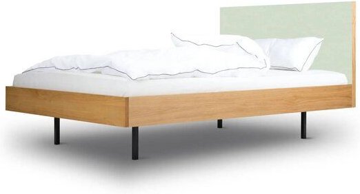 BARTMANN Unidorm Classic - Holzbett aus Eiche mit Kopfteil aus Linoleum