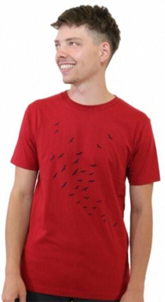 Spangeltangel T-Shirt "Vogelschwarm", bedrucktes Herrenshirt, Siebdruck, Bio-Baumwolle