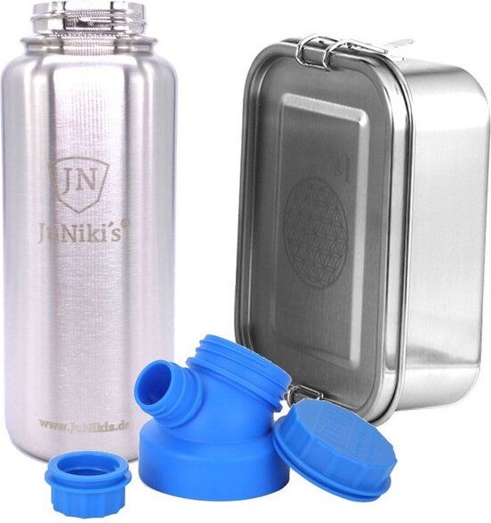 JN JuNiki's Set "Blume des Lebens": Lunchbox + 1 Liter isolierte Edelstahltrinkflasche