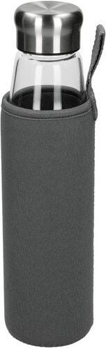 elasto Glasflasche mit Hülle "Life" - Wasserflasche mit Edelstahlverschluss