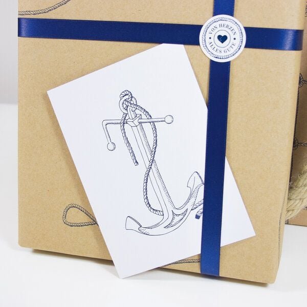 Bow & Hummingbird Postkarte Anker